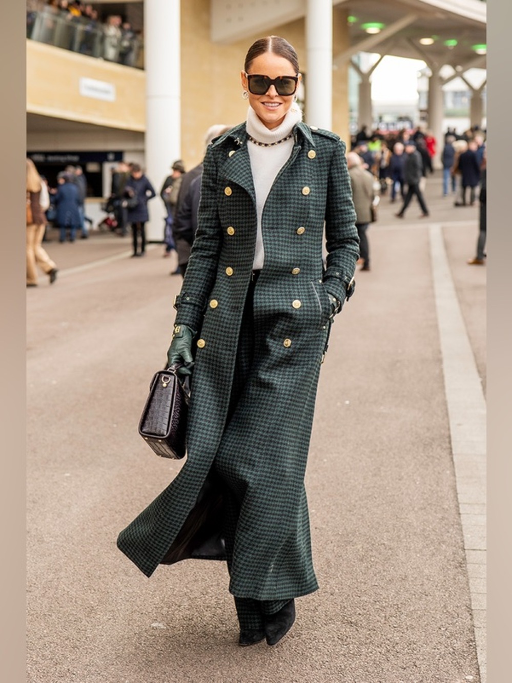 Holland Cooper Marlborough Trench Coat Emerald Houndstooth Wool NWT Sz 8